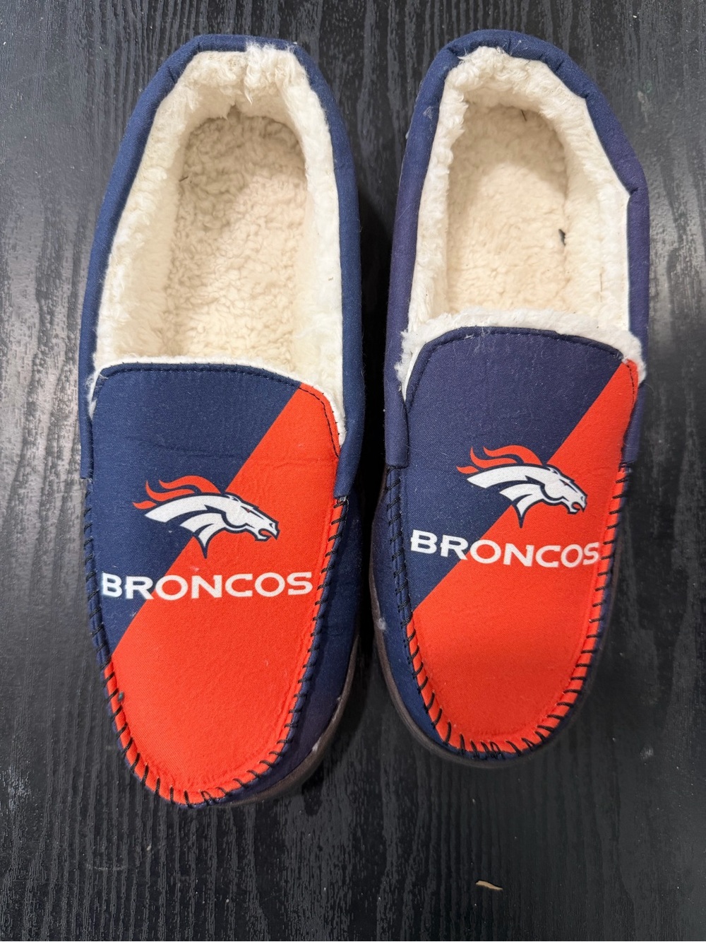 NFL Broncos - Navy and Orange Cozy Slip-On Shoes